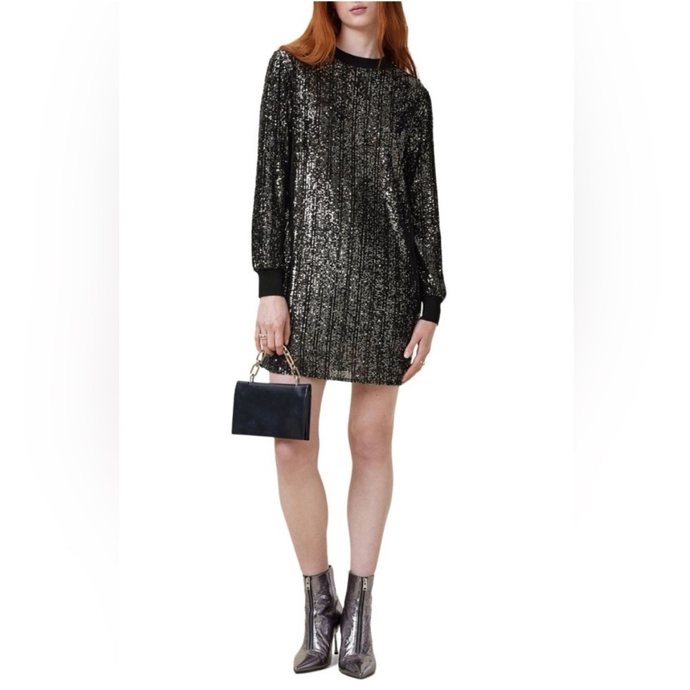 NWT All Saints | Solstice Sequin Long Sleeve Dress | Black | Size S